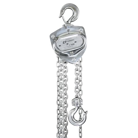 Oz Lifting Products 1 Ton Stainless Steel Chain Hoist 10 Ft Lift OZSS010-10CH